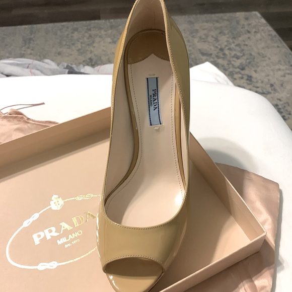 Prada heels; peep toe; size 9.5; patent leather - Picture 8 of 8